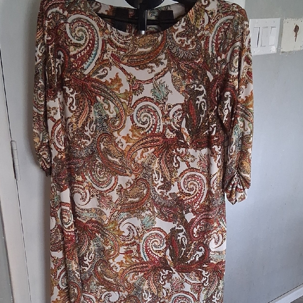 Cato Plus Size Paisley Print Dress 22/24 – 3/4 Sleeve, Stretch, Versatile, Boho - Picture 3 of 7